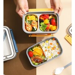 Vagonlife Bento 1600ML Lunchbox Yeni Koleksiyon 2 Katlı 4 Bölmeli Çelik Sefer Tası Yemek Kutusu