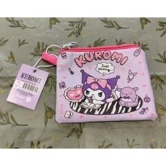 Çocuk Fermuarlı Para Çantası Cüzdan Kuromi Hello Kitty Figürlü Suni Deri