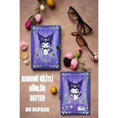 Kuromi Kilitli Defter 80 Yaprak Mavi- 14 x 20 cm