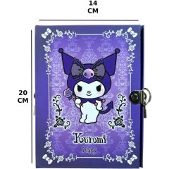 Kuromi Kilitli Defter 80 Yaprak Mavi- 14 x 20 cm
