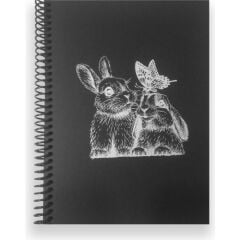 Lizy 17X24 Siyah Zemin Defter Spiralli 40 Yp Sketch 90 gr Tavşan