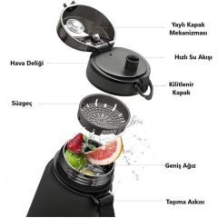 Trıtan Matara  3026  500 Ml Siyah Beyaz