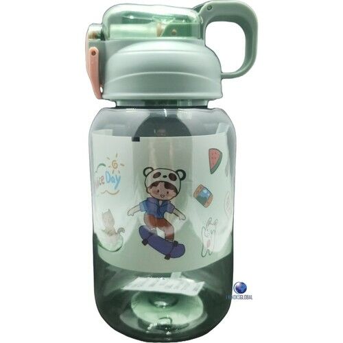 Vagonlife Kalın Pipetli Kilitli Kapak 600 Ml Okul Su Matarası Yeşil