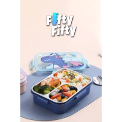 Vagonlife Bento 750ml Lunchbox Sevimli Dostlar Tek Katlı 3 Bölmeli Paslanmaz Çelik Sefer Tası Yemek Kutusu (Pembe Unicorn