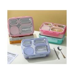 Vagon Çelik Beslenme Kutusu Pembe Lunch Box Paslanmaz 800 ml XC-7099