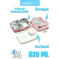 Vagonlife Lunch Box 820 ml Tek Kat Üç Bölmeli Sos Kaseli Yeni Nesil Sefer TASI-FFLBOX10283