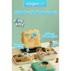 Vagonlife Lunch Box 1120 ml (Sızdırmaz,karışmaz Üç Bölmeli) Sos Kaseli Yeni Nesil Sefer TASI-FFLBOX10082