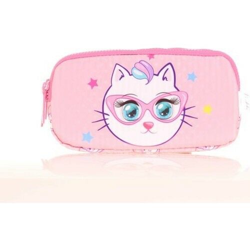 Kaukko Kids 3 Bölmeli Kalem Çantası Toys Cat Pembe L8157