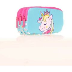 Kaukko Kids 3 Bölmeli Kalem Çantası Toys Unicorn Mavi L8155