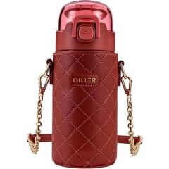 Diller Çelik Pipetli Termos Matara 450ml Kırmızı