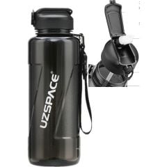 Uzspace 1,5 Litre (1500 Ml) Siyah Büyük Boy Spor ve Günlük Matara / Suluk - Silion Pipet Ağızlık