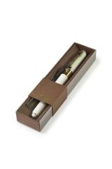 Ballpoınt Pen In Case''monaco'', 0,5 Mm, Blueınk (whıte Body, Brown Case)