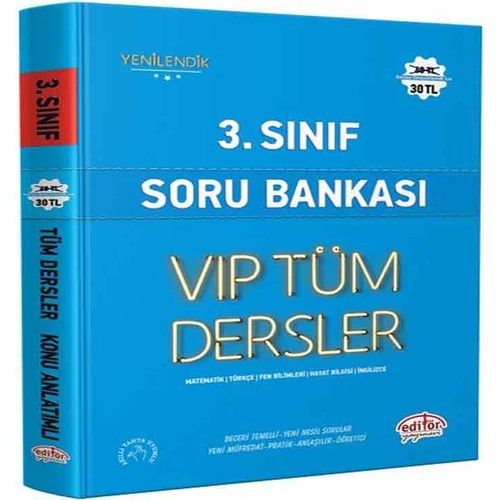 Editör 3. Vıp Sınıf Tüm Dersler S.B. Mavi Kitap