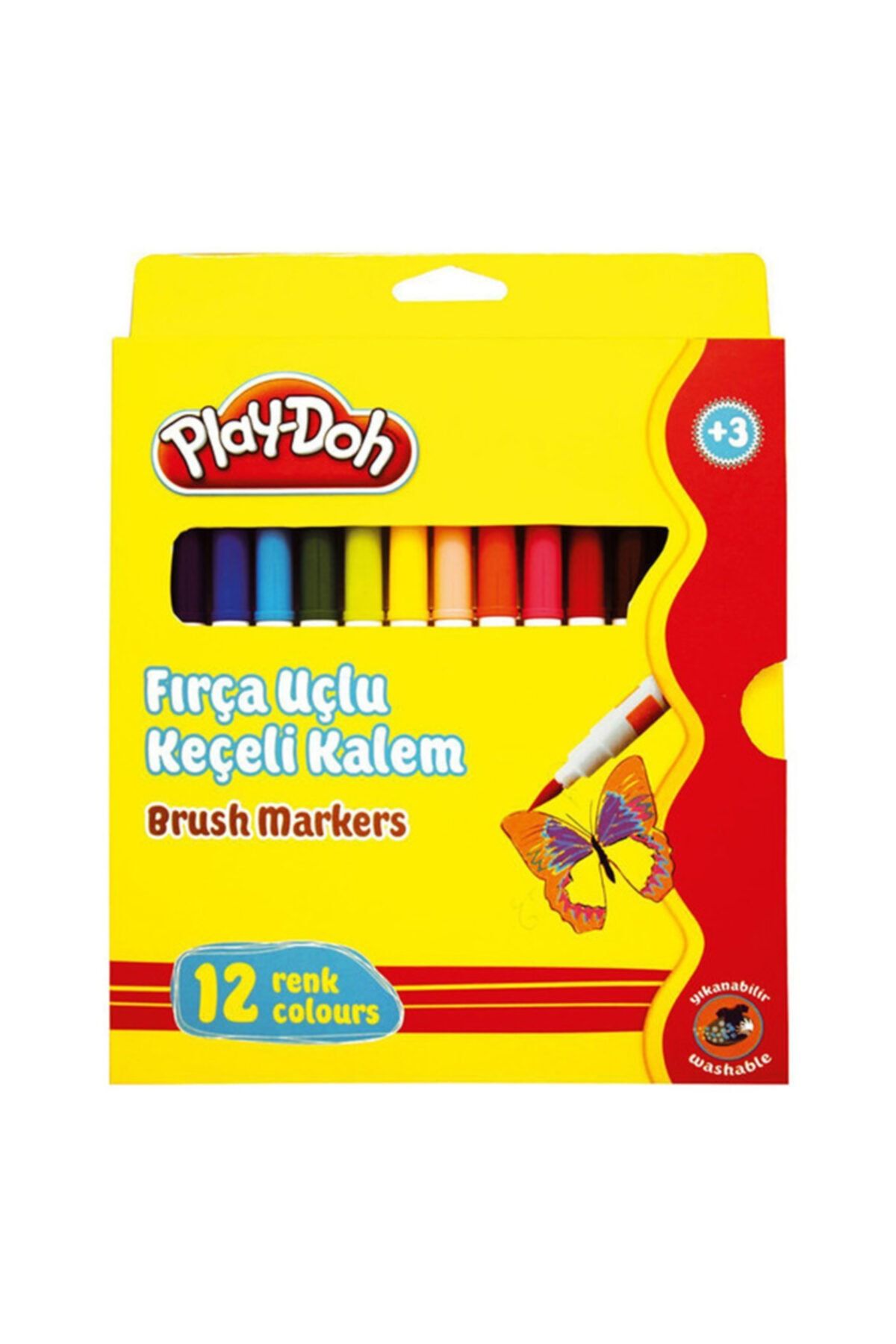 Play-Doh Keçeli Kalem 12 Renk Fırça Uçlu