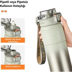 TKK Çelik Termos Matara 900ML Gri Yeşil