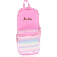 Kaukko Magical Kız Çocuk Simli Pembe Üç Bölmeli Kalem Çantası - Çanta Şekilli