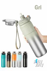 TKK Çelik Termos Matara 500ML Gri Yeşil