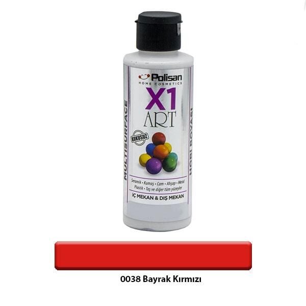 Polisan X1 Art Multisurface Hobi Boyası Bayrak Kırmızı 120 ml.