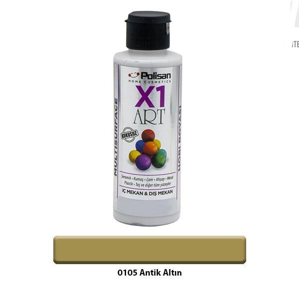 Polisan X1 Art Multisurface Hobi Boyası Yaldız Antik Altın 120 ml.