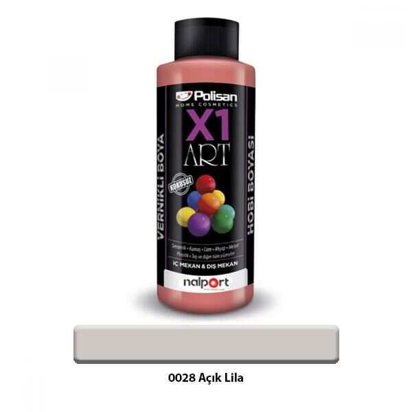 Polisan X1 Art Vernikli Hobi Boyası Açık Lila 120 ml.