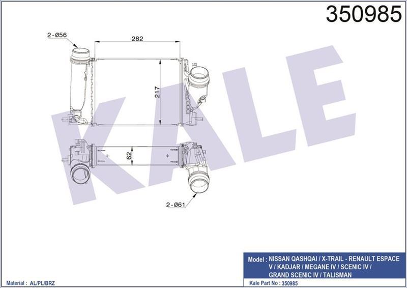 Kale 350985 Turbo Radyatörü Megane Iv Al-Pl-Brz