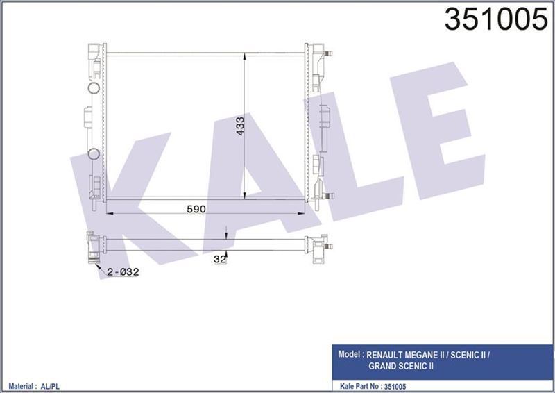 Kale 351005 Radyatör Megane Iı Scenıc Iı 1.4 1.6 16V 02-