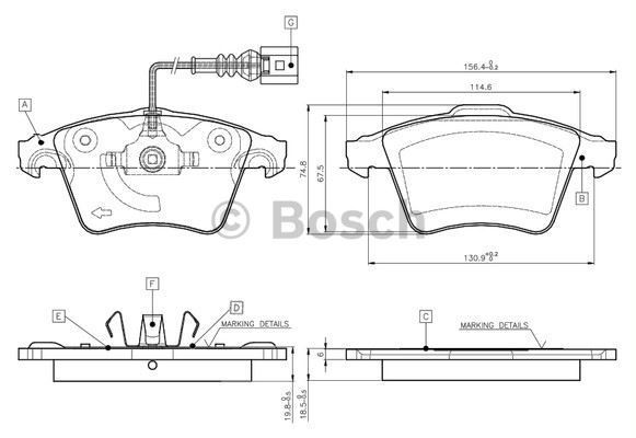 Bosch 0986Tb2864 Fren Balatası Ön Fişli Transporter T5 2003 Sonrası Transp