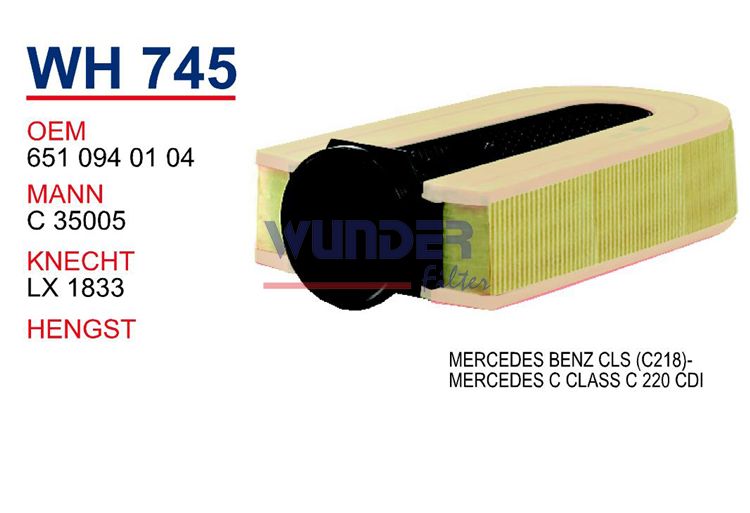 WUNDER WH745 HAVA FİLTRESİ - MERCEDES BENZ CLS (C218)-MERCEDES C