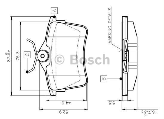 Bosch 0986Tb3091 Fren Balatası Arka 308 2007 Sonrası Sw Partner 2008 Sonrası Partne