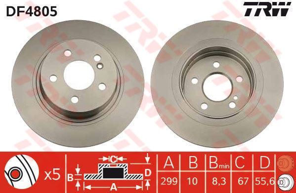 Trw Df4805 Fren Diski Arka Mercedes W204 2007 Sonrası W212 2009 Sonrası Düz 300Mm