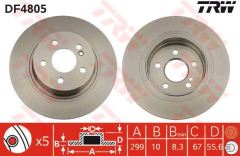 Trw Df4805 Fren Diski Arka Mercedes W204 2007 Sonrası W212 2009 Sonrası Düz 300Mm