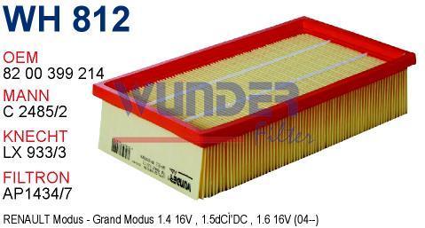 WUNDER WH812 HAVA FİLTRESİ - RENAULT CLiO III Y.M