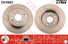 Trw Df4982 Fren Diski Arka Accord Vııı 2008 Sonrası Düz 282Mm