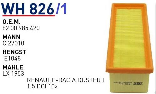 WUNDER WH826/1 HAVA FİLTRESİ - RENAULT -DACIA DUSTER II 1,5 DCİ 1