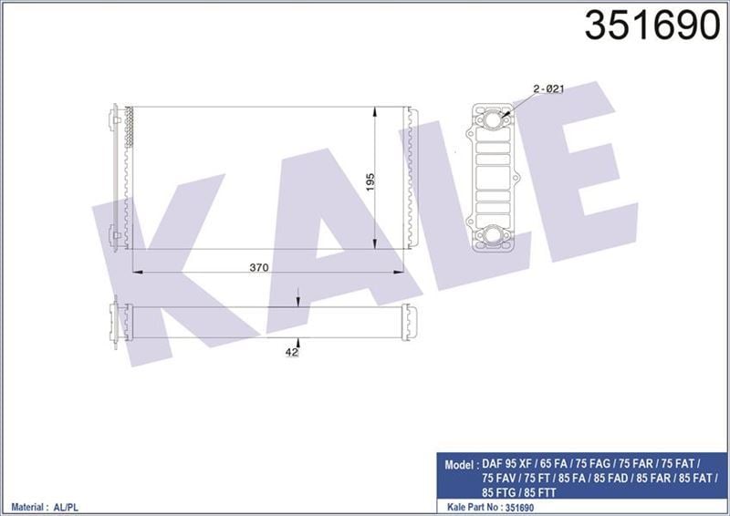 Kale 351690 Kalorifer Al/Mknkdaf95Xf-65Fa-75Fag-75Far-75Fat-75Fav