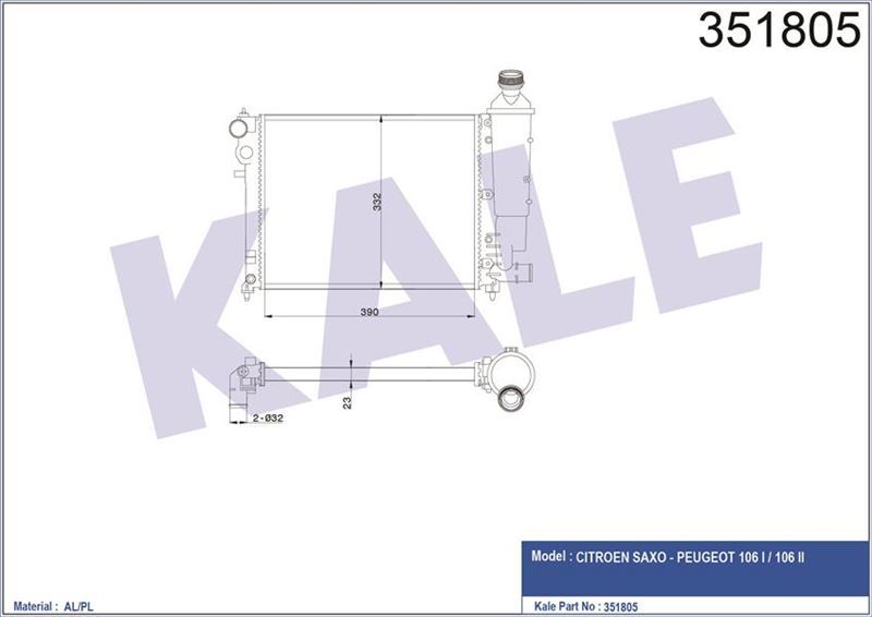 Kale 351805 Radyatör Saxo 106 I 106 Iı 1.1 1.4 1.6 95-01 Al Pl