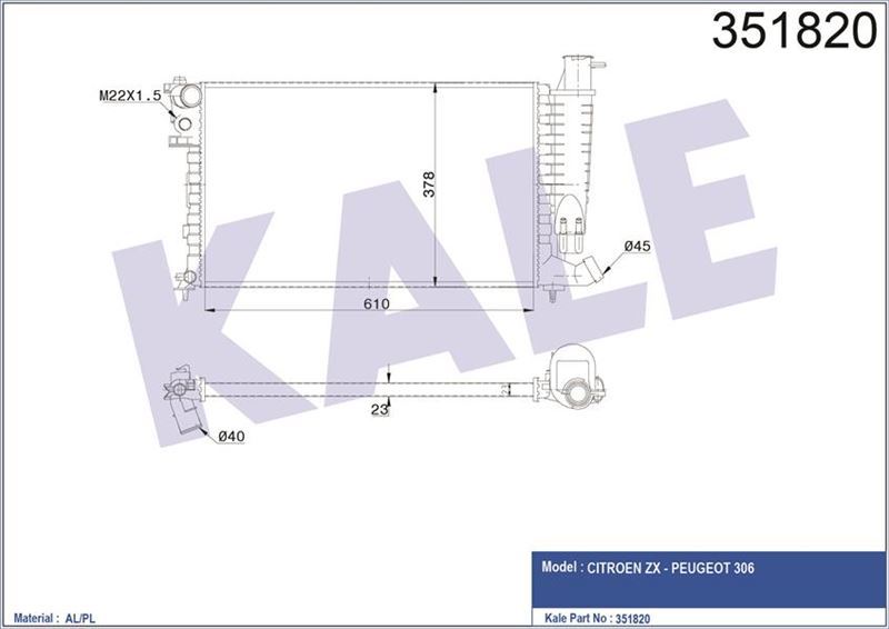 Kale 351820 Radyatör Zx 306 1.8 1.9D 1993 Sonrası A