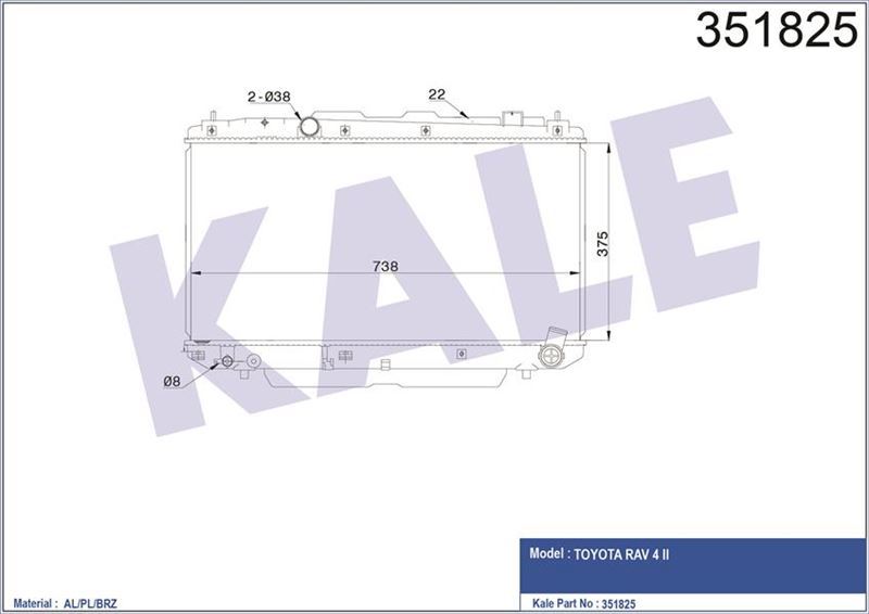 Kale 351825 Radyatör Toyota Rav 4 Iı 2.0 D4D 01=-