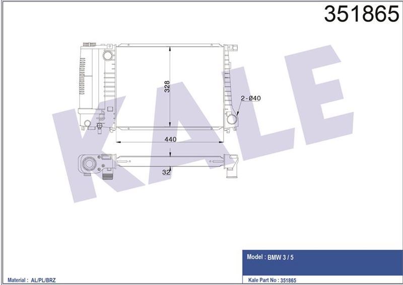 Kale 351865 Radyatör Bmw 3 E36 90=- / 5 E34 89=-95