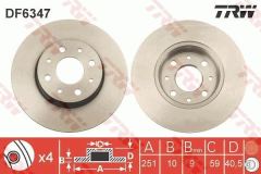 Trw Df6347 Fren Diski Arka Mıto 2008 Sonrası Dolu 251Mm