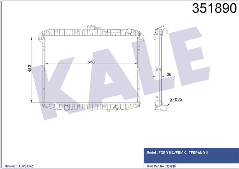 Kale 351890 Radyatör Ford Maverıck - Terrano Iı 2.7Tdı 93=-96