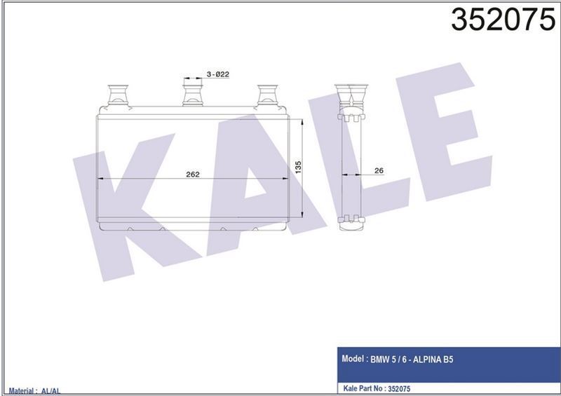 Kale 352075 Kalorifer Bmw 5 6 E60-E61 2003 Sonrası Al Pl Brz