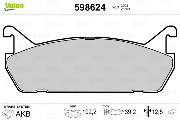 VALEO 598624 FREN BALATASI ARKA APPLAUSE 1.6 89-97