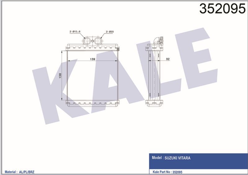 Kale 352095 Kalorifer Suzukı Vıtara 1.6 16V - 2.0 16V - 2.0 Hdı 9