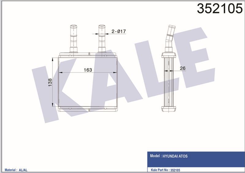 Kale 352105 Kalorifer Hyundaı Atos 1.0 12V 98=-