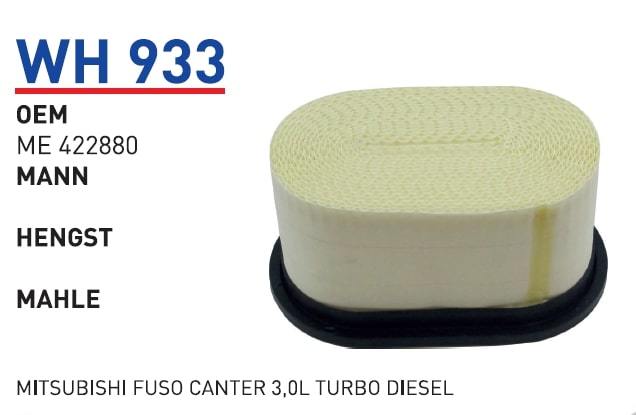 WUNDER WH933 HAVA FİLTRESİ - MITSUBISHI FUSO CANTER 3,0L TURBO Dİ