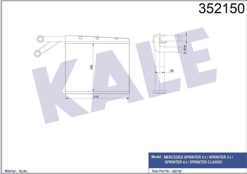 Kale 352150 Kalorifer Sprınter W901-W905 2000 Sonrası Al Pl Brz