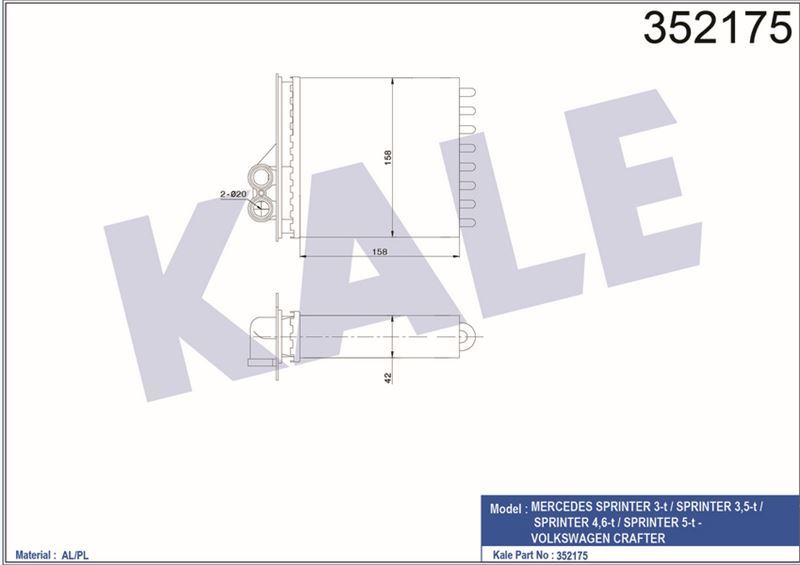 Kale 352175 Kalorifer Sprınter W906 2006 Sonrası Al Pl