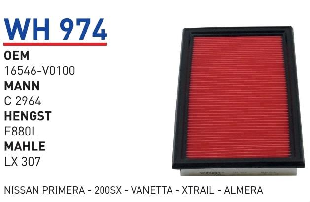 WUNDER WH974 HAVA FİLTRESİ - NiSSAN PRiMERA - 200SX - VANETTA - X