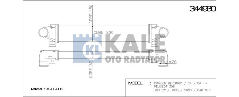 Kale 344930 Turbo Radyatörü Focus Iı 2004 Sonrası 2.0 St Mondeo Iv 2007 Sonrası 2.5
